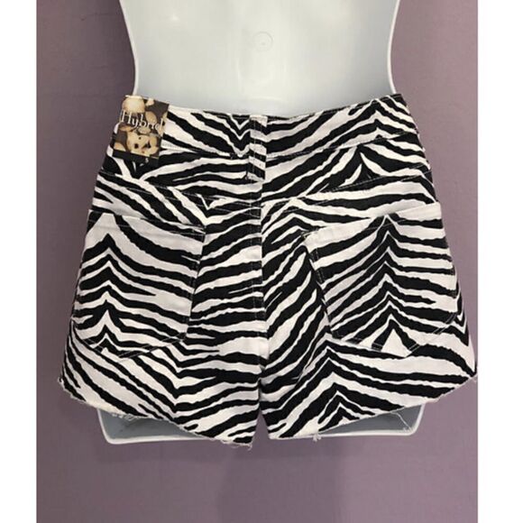Hybrid & Company Low Rise Black White Zebra Print Cotton Shorts Size 5 - Picture 5 of 10